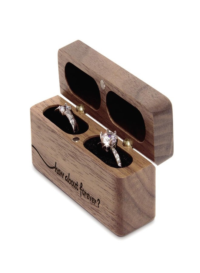 Wislist Wooden Engraved Ring Box for Proposal Wedding Ceremony 2 Ring Holder Village Fashion Jewelry Box(How about forever) - Image 4